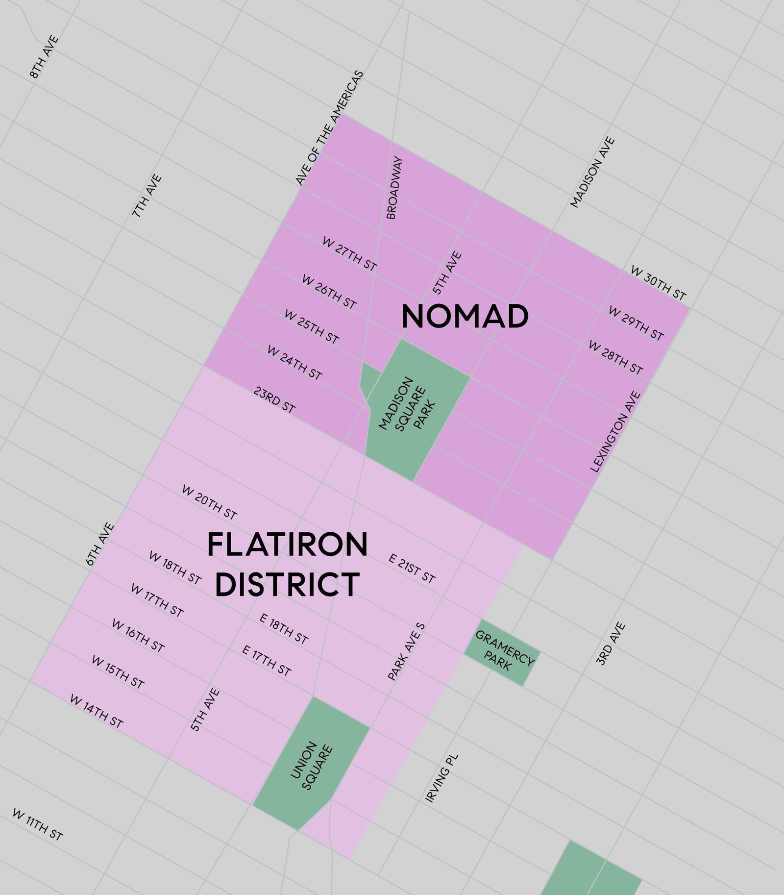Map of Flatiron, Manhattan