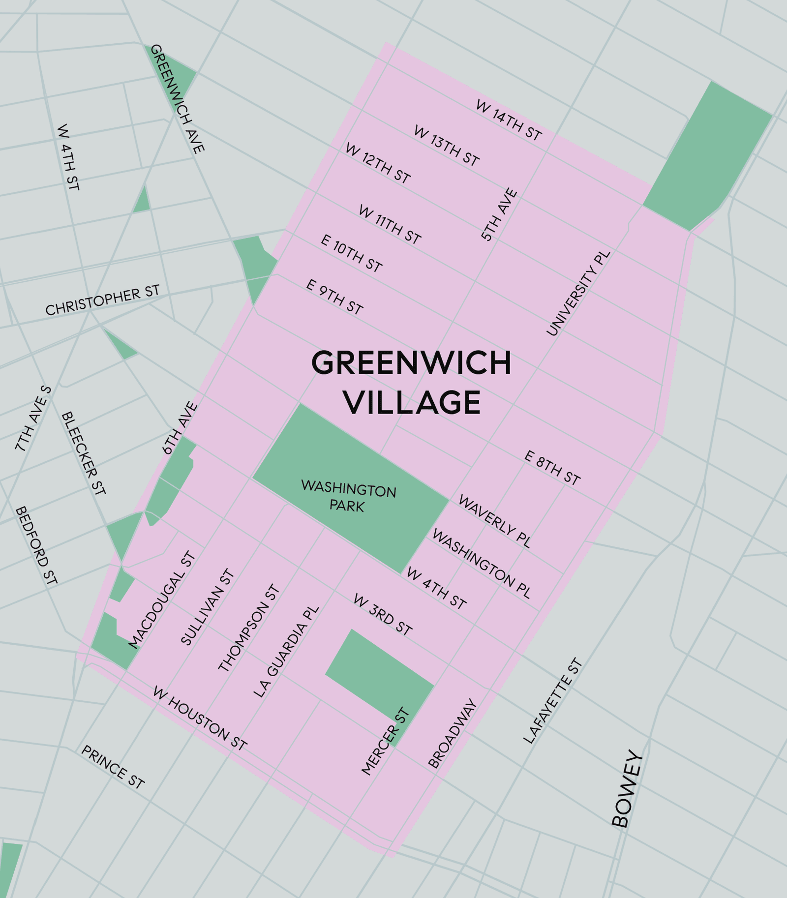 Map of Greenwich Village, Manhattan