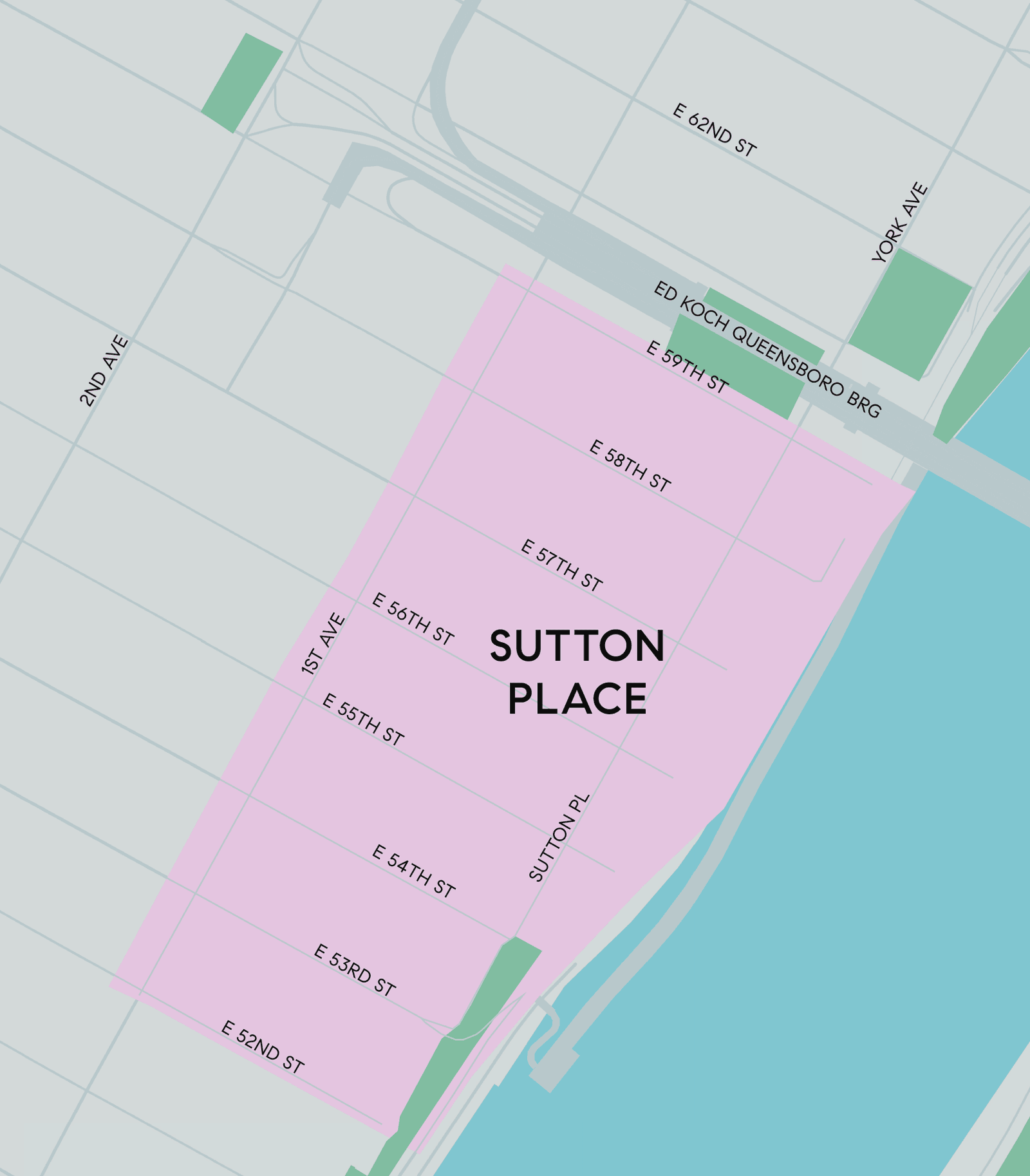 Map of Sutton Place, Manhattan