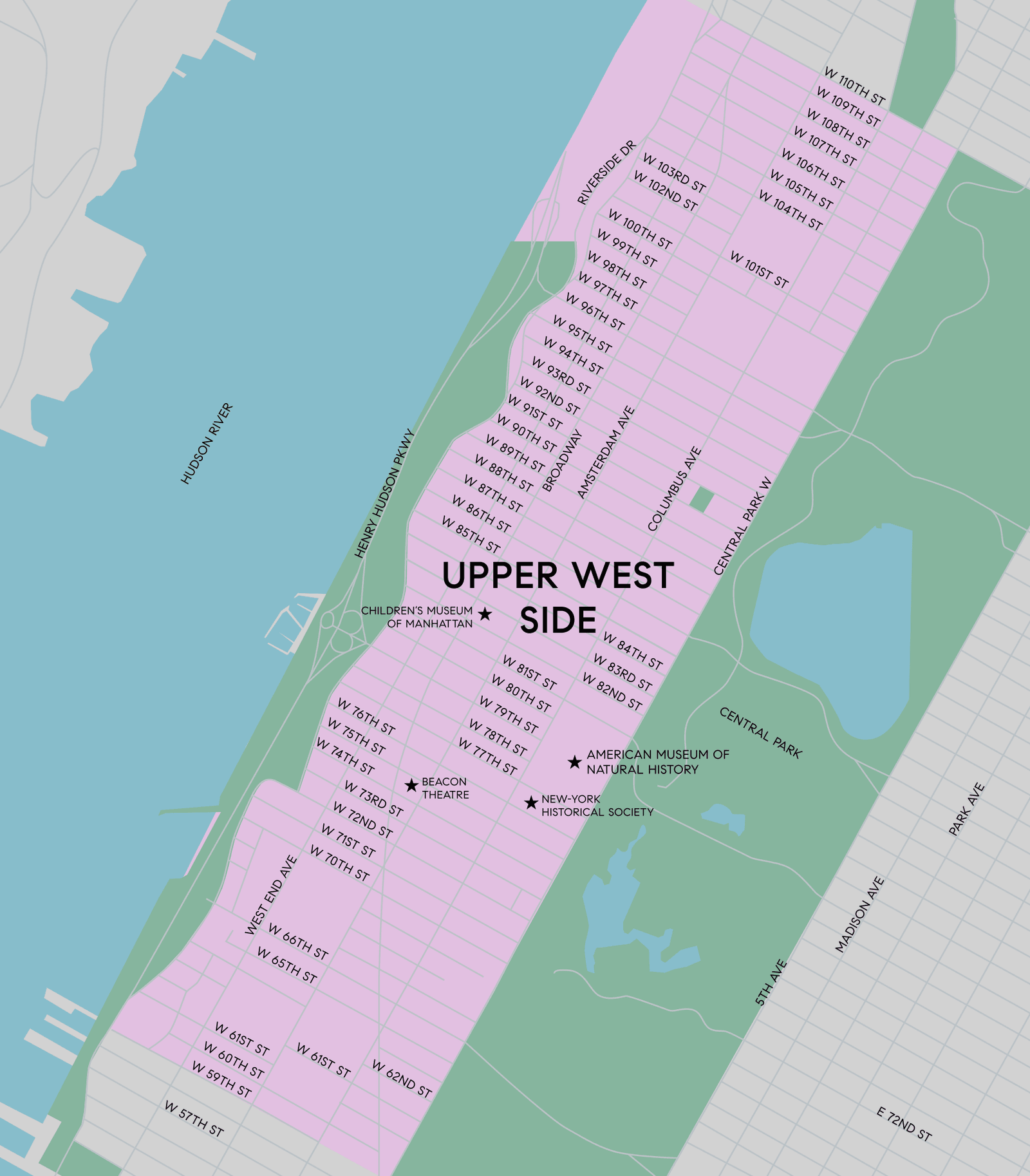 Map of Upper West Side, Manhattan